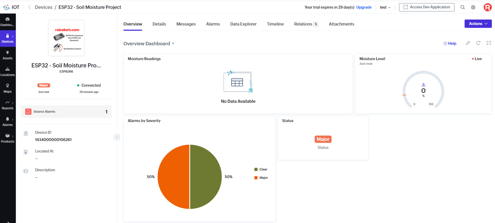 Soil Moisture Level Monitoring  with Zoho IoT